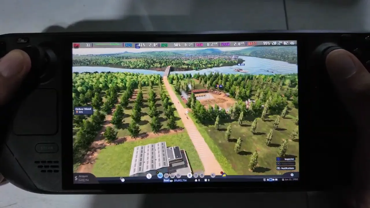 Transport Fever 3 on a physical Steam Deck at 00:10