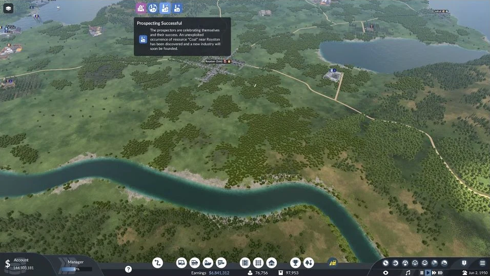Prospecting Successful notification identifying Coal near Royston and a planned new industry
