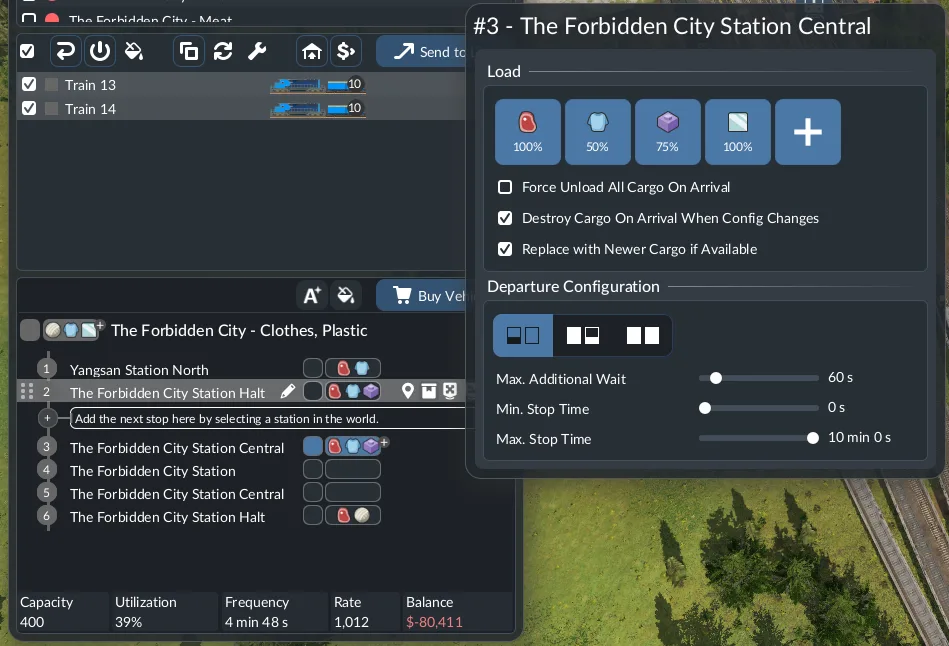 Cargo loading filters for Goods and other cargo classes