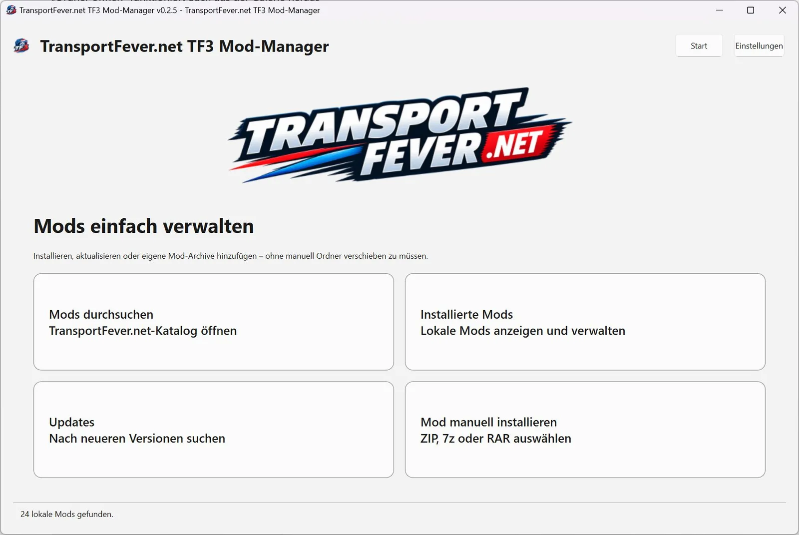 TF3 ModManager main window published by its author