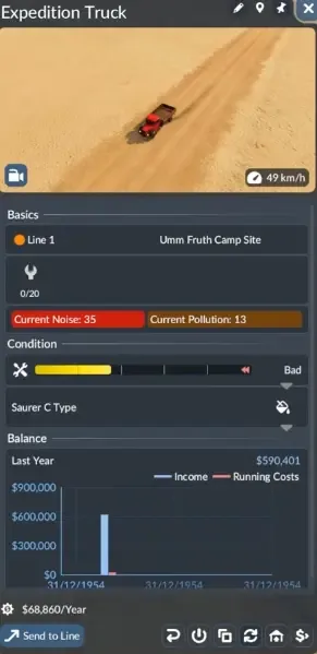 Expedition truck details showing a Bad condition rating