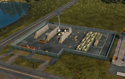 Warehouse building with its surrounding cargo transfer area